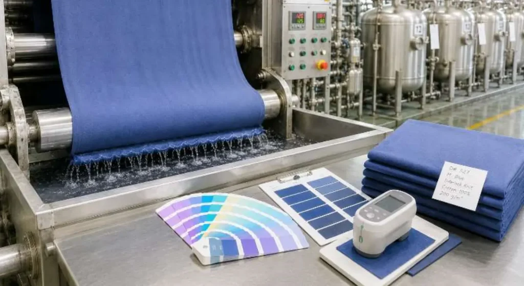 Knitted fabric is currently undergoing dyeing in the production workshop.